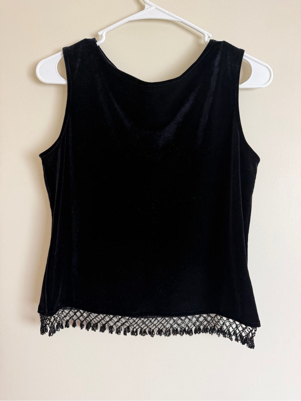 Xscape black  Velvet Sleeveless Top with beaded details